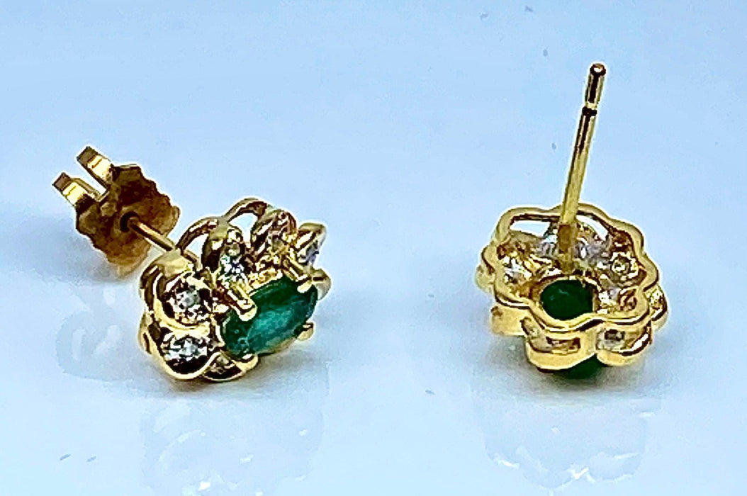 Boucles d'oreilles Boucles d’oreilles or jaune émeraudes et diamants 58 Facettes AB460