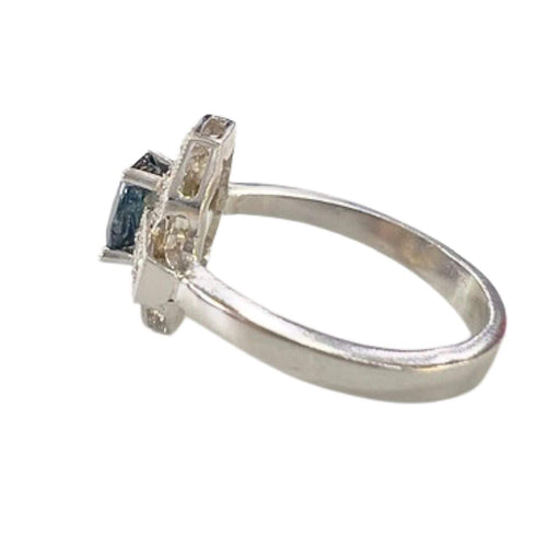 Bague 53 BAGUE EN PLATINE DE STYLE ART DÉCO AVEC DIAMANTS DE 0,38 ct ET SAPHIR DE 1,05 ct 58 Facettes Q337B