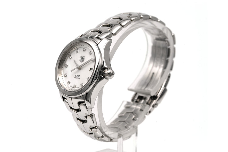TAG Heuer - Montre Link en acier, nacre et diamants 0,07 ct