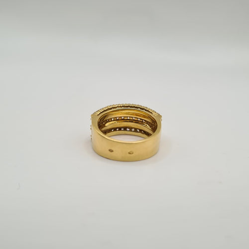 Bague 54 Bague or jaune 18 carats sertie de 3 rangées de diamants 58 Facettes