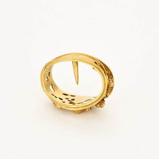 Accessoire LOUIS WIESE - ANNÉES 1870-1880 - Rare Coulant de foulard Néogothique en or jaune 58 Facettes VES0632