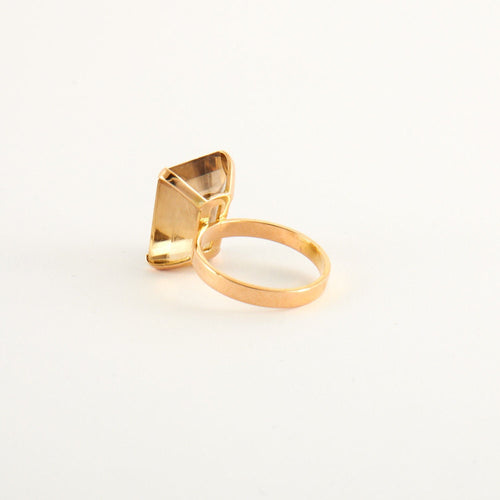 Bague Bague cocktail Citrine rectangle sertie sur or jaune 58 Facettes