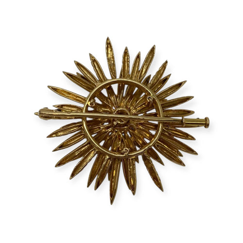 Broche Broche fleur en or jaune 750 et perle de culture, diamants 58 Facettes 330089636