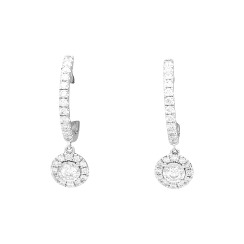 Boucles d'oreilles Paire de créoles or blanc, diamants. 58 Facettes 34636