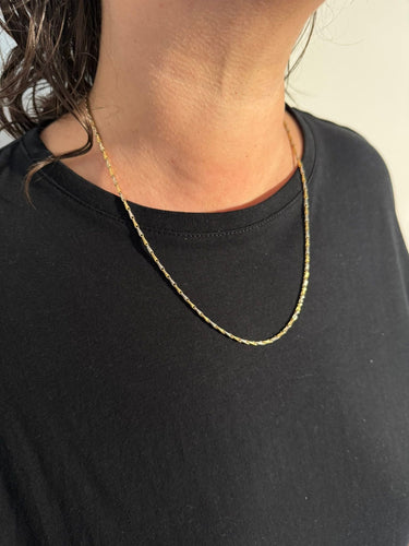 Collier Chaîne maille palmier en or jaune et blanc 18 carats 58 Facettes