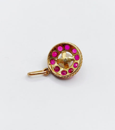 Pendentif Pendentif cible victorien or jaune, perle et rubis (circa 1880) 58 Facettes A06148