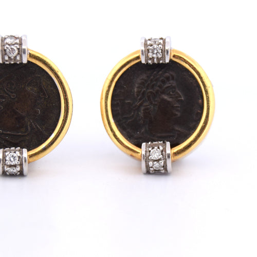 Boucles d'oreilles Boucles d’oreilles vintage en or jaune 18k et or blanc 18k, diamants 58 Facettes