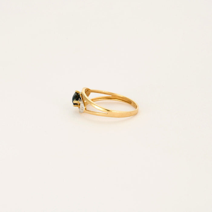 Bague or jaune et blanc saphir