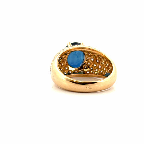 Bague 59 Bague en or jaune saphir ovale et diamants 58 Facettes