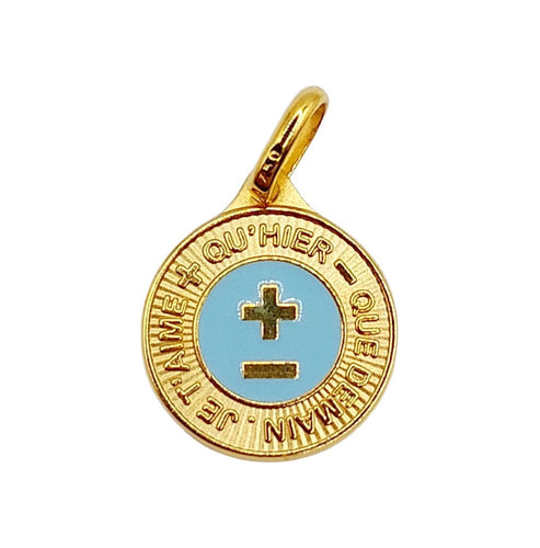 Pendentif AUGIS - Pendentif médaille d'amour or jaune  - L'Élégante Bleue ciel 58 Facettes J10798X000