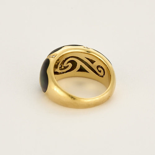 Bague 55 Bague bandeau en or jaune, nacre et diamants 58 Facettes CRE0100X2