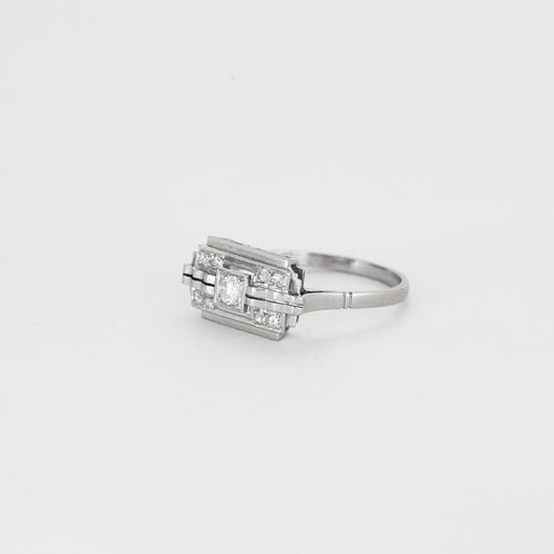 Bague 55 Bague Art Déco platine diamants 58 Facettes