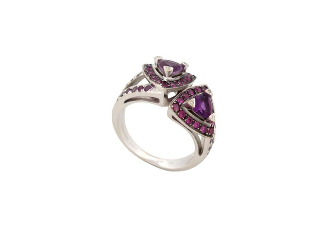 Bague 52 bague MAUBOUSSIN subtile dualite t52 amethyste diamants or blanc 18k 58 Facettes 267691