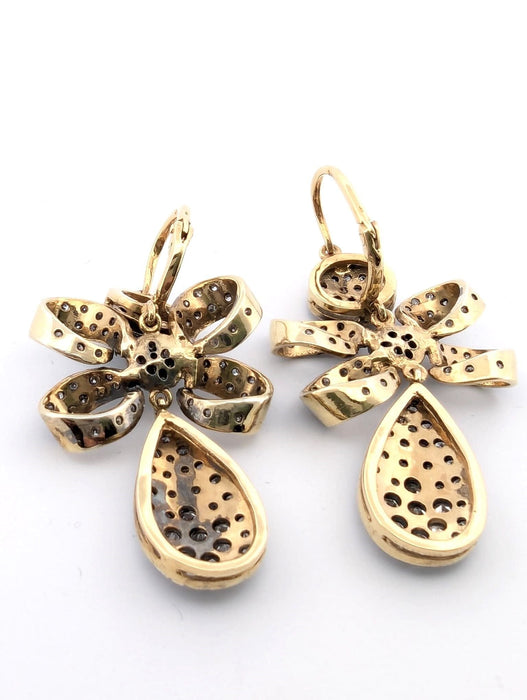 Boucles d'oreilles Boucles d'oreilles en or jaune et argent avec diamants 58 Facettes