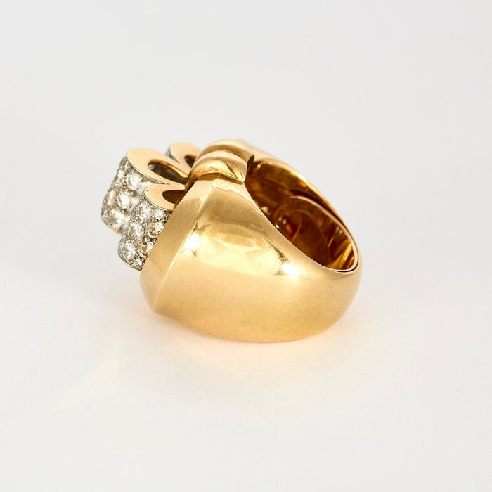 Bague 49 Bague retro or jaune, platine et diamants 58 Facettes