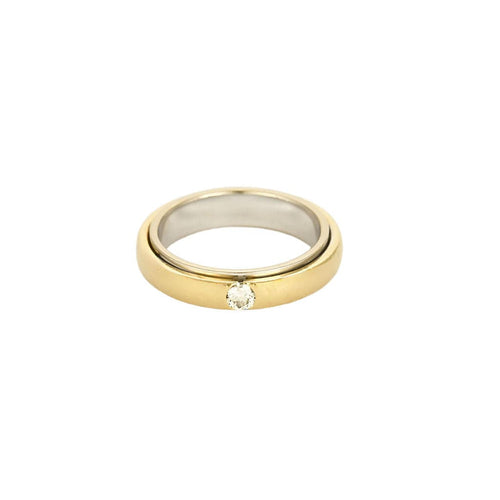 Bague 55,5 Bague en or jaune, or blanc et diamant 58 Facettes SOI3496