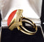 Bague 57 Bague en or jaune avec corail 58 Facettes