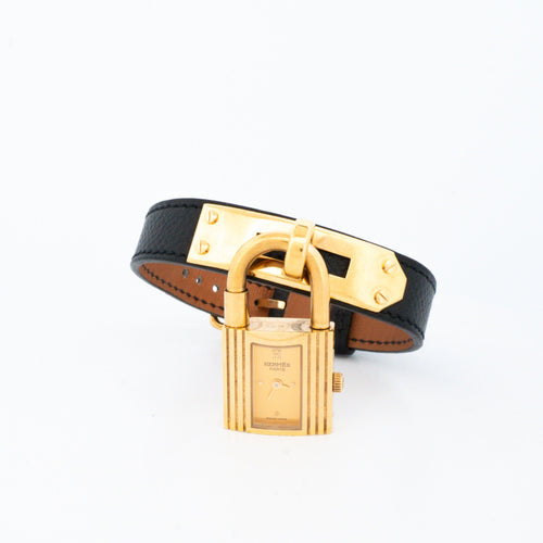 Montre Hermès - Montre Kelly en acier doré et cadran champagne 58 Facettes