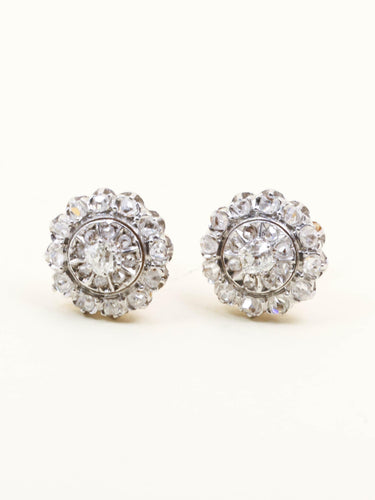 Boucles d'oreilles Boucles d'oreilles marguerite diamants taille ancienne 58 Facettes 1220.2