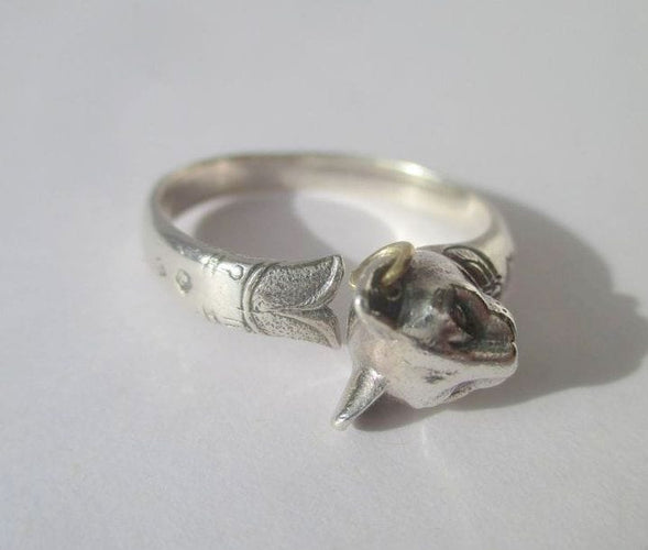 Bague 57 Bague vintage Arthus BERTRAND Chat Egyptien argent et or 58 Facettes