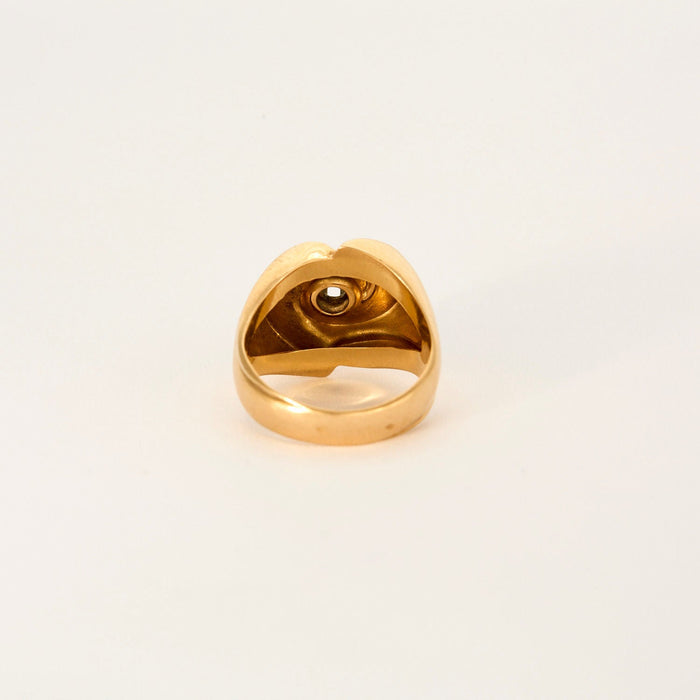 Bague tank tourbillon or jaune et blanc saphir