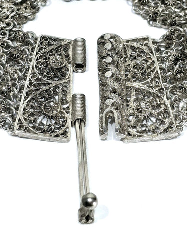 Bracelet Bracelet manchette en argent égyptien à cinq rangs de maillons 58 Facettes