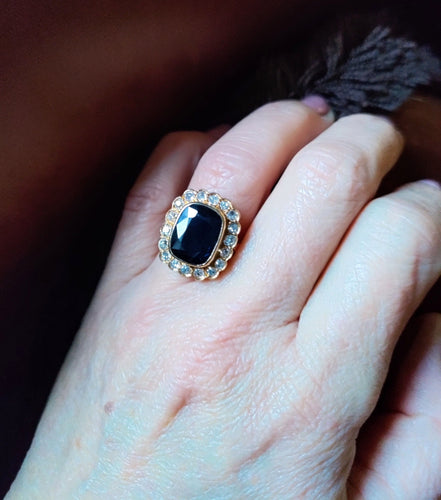 Bague 52 Bague Vintage Or Jaune Saphir Bleu Intense 58 Facettes 576