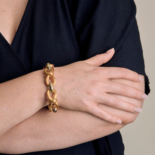 Bracelet souple en or jaune brossé et or gris