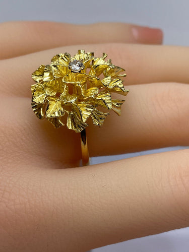 Bague 54 Importante bague en or jaune 18 carats et diamants 58 Facettes AB504