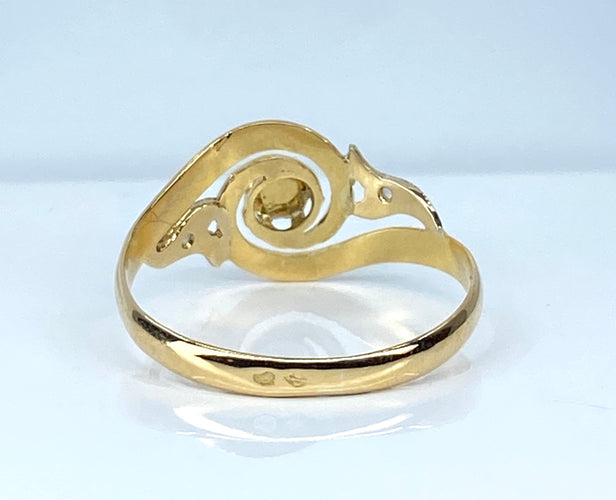 Bague 58 Bague en or jaune en perle et diamants sertis en or blanc 58 Facettes AB584