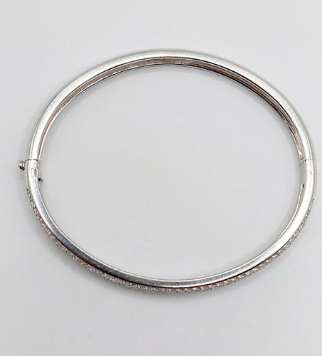 Bracelet Bracelet jonc or blanc 18k et 2,80 carats de diamants, vintage, art deco 58 Facettes A06114