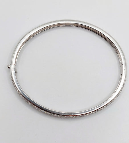 Bracelet Bracelet jonc or blanc 18k et 2,80 carats de diamants, vintage, art deco 58 Facettes A06114