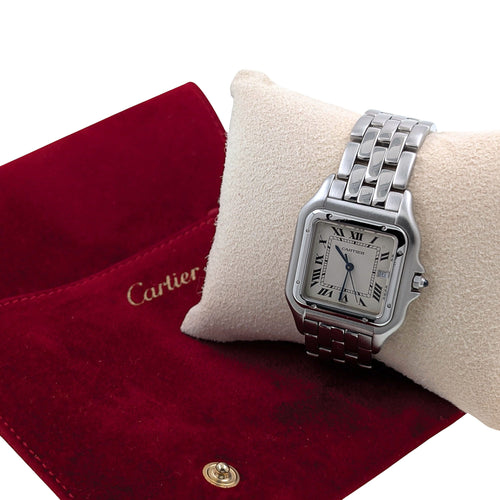 Montre Cartier Panthère 1300 Large model LM GM Figaro Strap Stainless Steel 58 Facettes