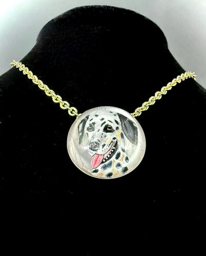 Pendentif Médaillon cristal anglais et or jaune, fond nacre 58 Facettes