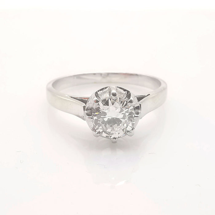 Bague Solitaire or blanc et platine sertie d'un diamant 58 Facettes