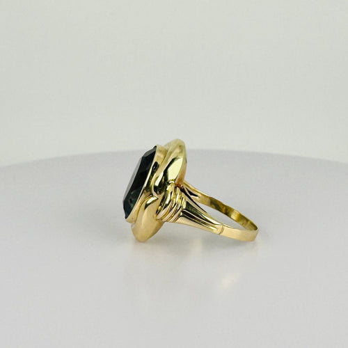 Bague 58 Bague solitaire en or jaune, tourmaline verte ovale à facettes de 8 carats 58 Facettes 2511006