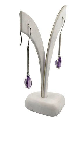 Boucles d'oreilles Boucles d’oreilles pendantes or blanc et pierres naturelles 58 Facettes