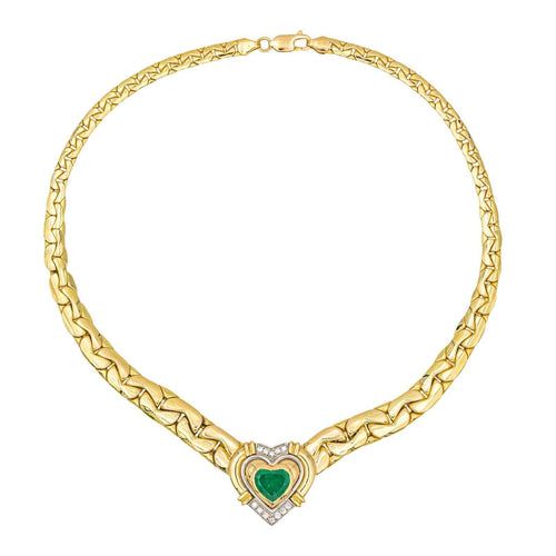 Collier Collier Maille haricot Or jaune Emeraude, Diamant 58 Facettes 4013232CN