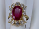 Bague Bague Ovale Rubis et Diamants en or jaune 58 Facettes BA-112