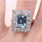 Bague 52 Bague aigue-marine rectangulaire et diamants 58 Facettes 22-223