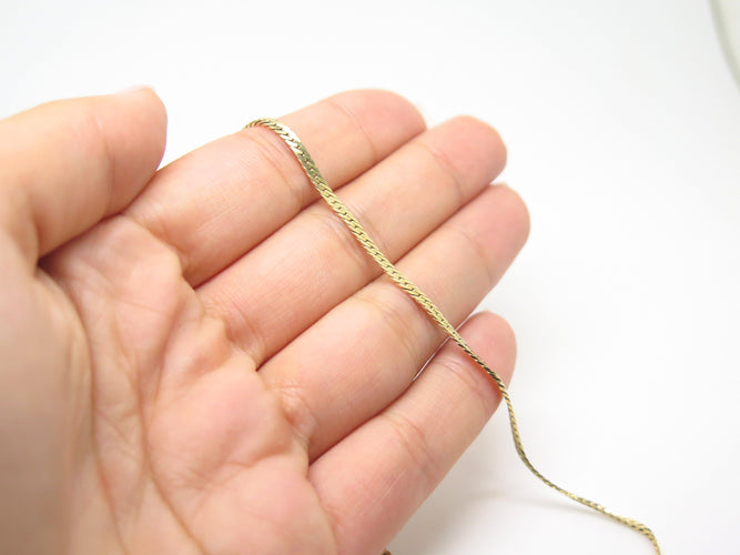 Collier Chaîne maille anglaise plate or jaune 14 carat 58 Facettes