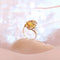 Bague 56.5 Bague Citrine Ambrée en solitaire Or Jaune 18 K 58 Facettes AA 1681