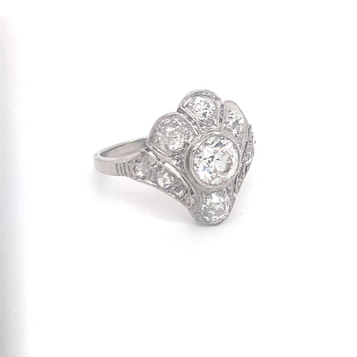Bague 54 Bague Art Déco Platine et Diamants anciens - UNIQUE 58 Facettes
