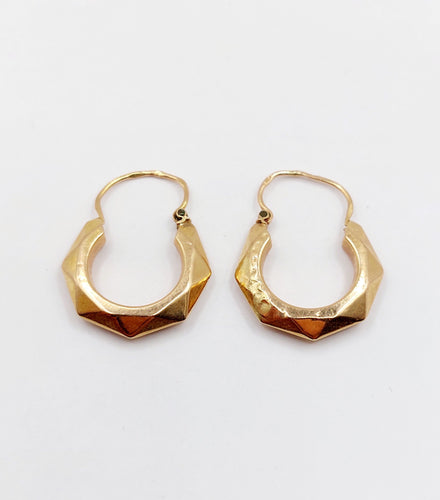 Boucles d'oreilles Créoles style Art Déco or rose finement travaillées 58 Facettes A06264