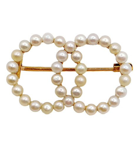 Broche Broche antique or jaune cercles infini et perles 58 Facettes A05616