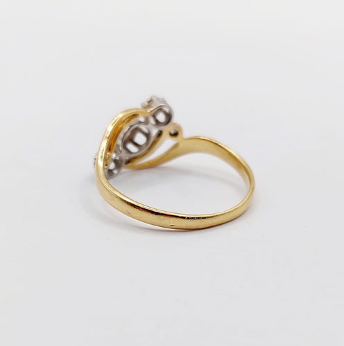 Bague 54.5 Bague antique or jaune, platine et diamants taille rose 58 Facettes A06336