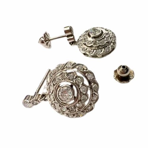 Boucles d'oreilles BOUCLES D'OREILLES ART DÉCO EN PLATINE AVEC DIAMANTS 58 Facettes Q274B