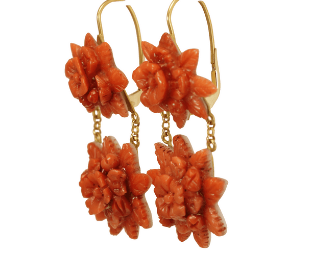 Boucles d'oreilles Boucles d'oreilles antiques en or jaune corail 58 Facettes 7692
