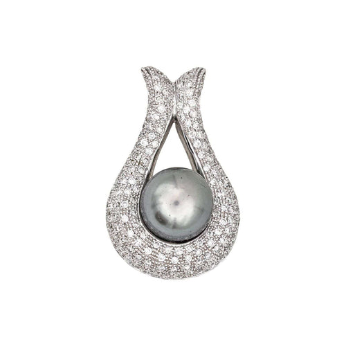 Pendentif Pendentif Or blanc Perle, Diamant 58 Facettes 4673557RV