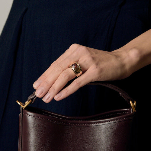 Bague 52 Bague bandeau en or jaune et citrine 58 Facettes VAN0701